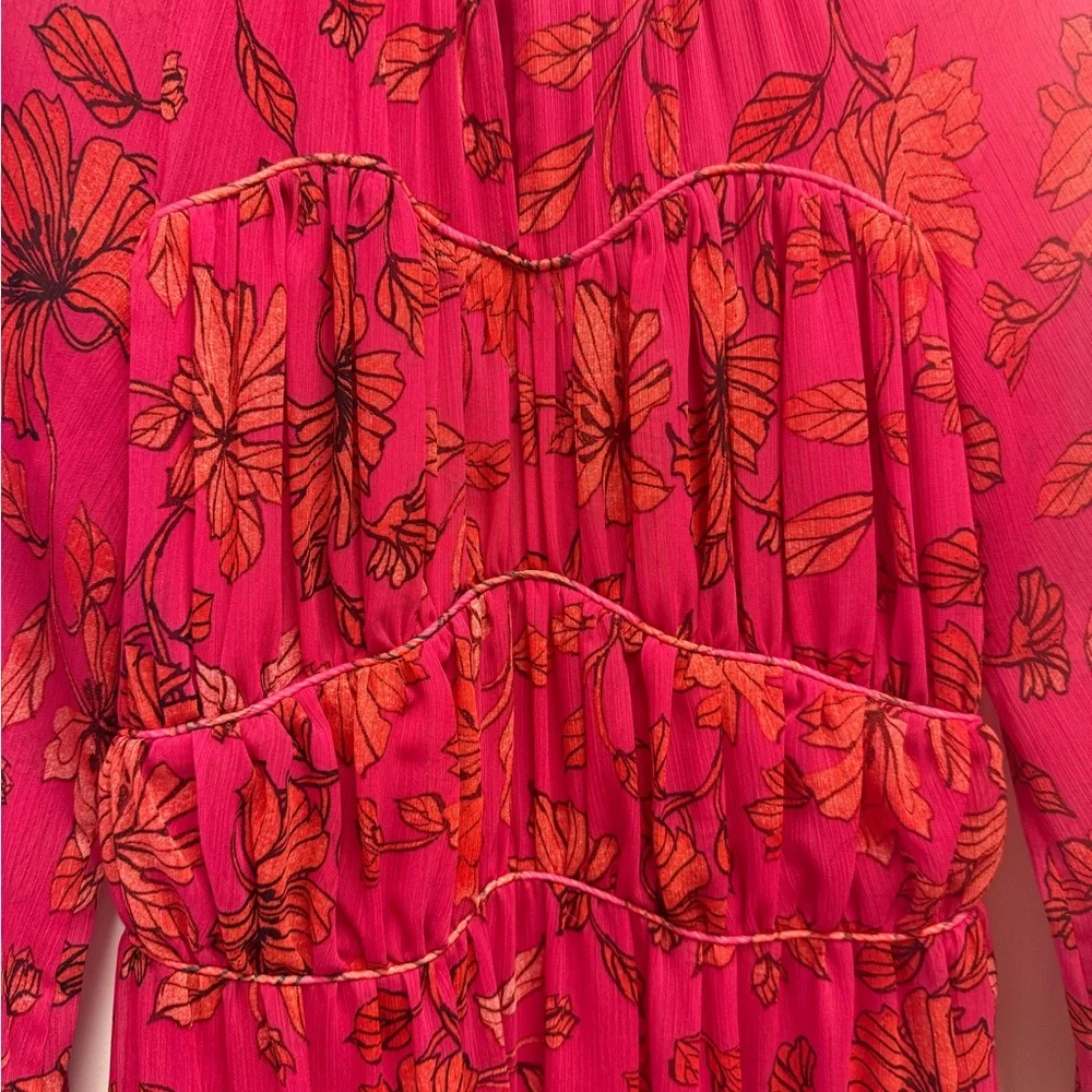 Jessica Simpson Sasha long-sleeve maxi blossoms floral print size small NWOT - Picture 2 of 11